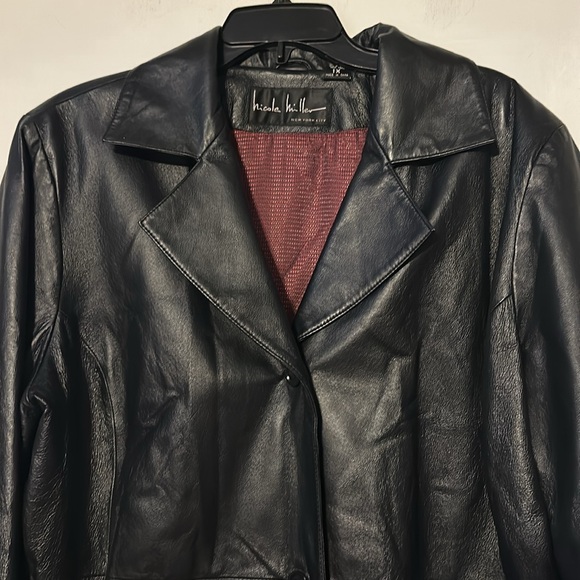 Nicole Miller New York Black Leather Jacket EUC 1X - Picture 3 of 8